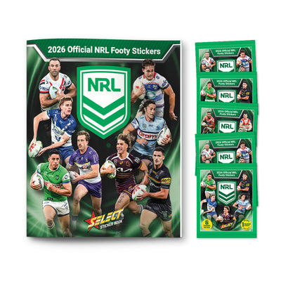Select 2026 Official NRL Stickers Book + 5 Packs